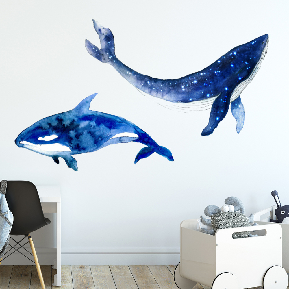 New starry whale stickers bathroom bathroom children's room tile wall decoration stickers cross-border supply