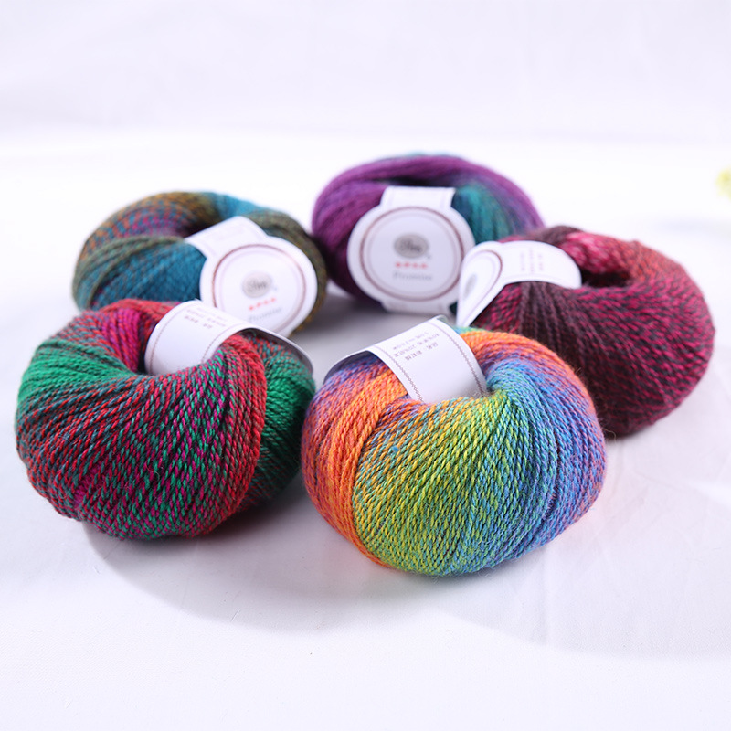 Rainbow gradient line segment dyed AB line Wool Wool crochet DIY shawl scarf hat sweater line in stock wholesale