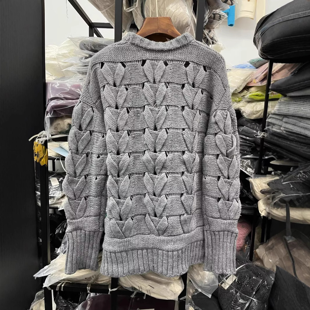ZA cross-border women's clothing wholesale European and American style new all-match crew neck pullover twist rope hollow knitwear 3653119