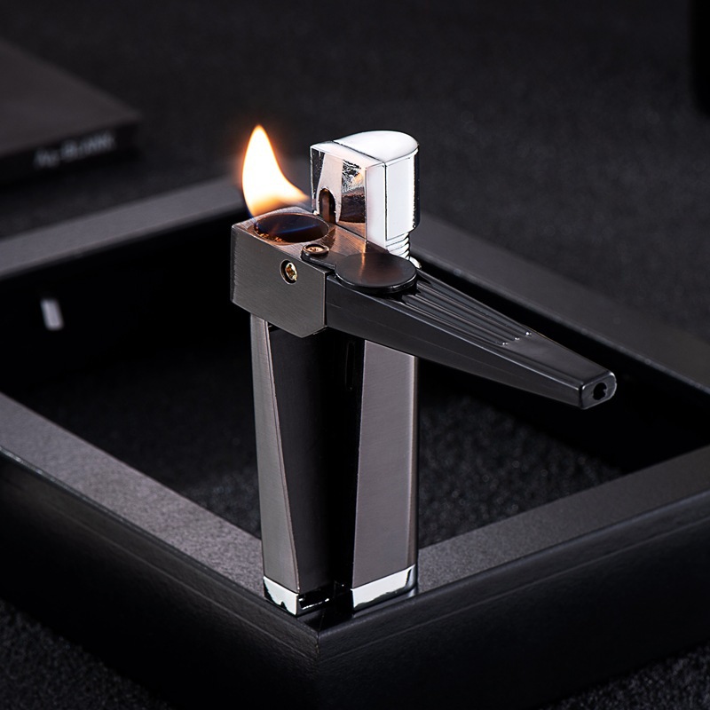 2023 New oblique open flame lighter Inflatable pipe lighter manufacturers wholesale cross-border supply