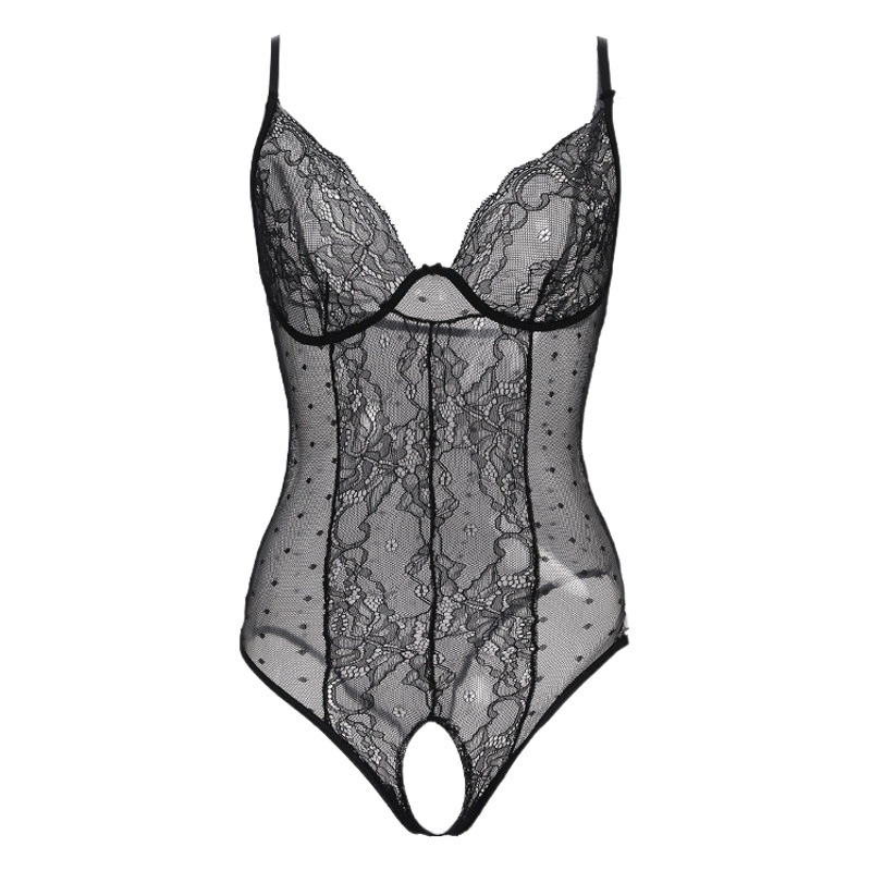 Night listen fragrance new sexy sexy lingerie open crotch free off jumpsuit see-through temptation sling pajamas suit 487