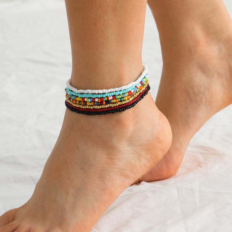 Picture of Amazon Hot New Bohemian Style Anklet Colorful Rice Beads Handmade Beaded Anklet Distinctive Creative Anklet