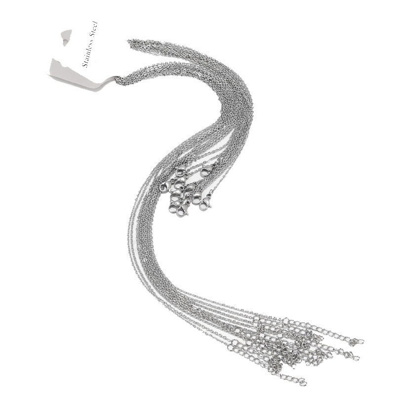 Picture of Wholesale Hanging Chain Cross Chain Flat O Chain O-Shaped Chain Thin Chain Pendant Necklace Lobster Clasp Accessories