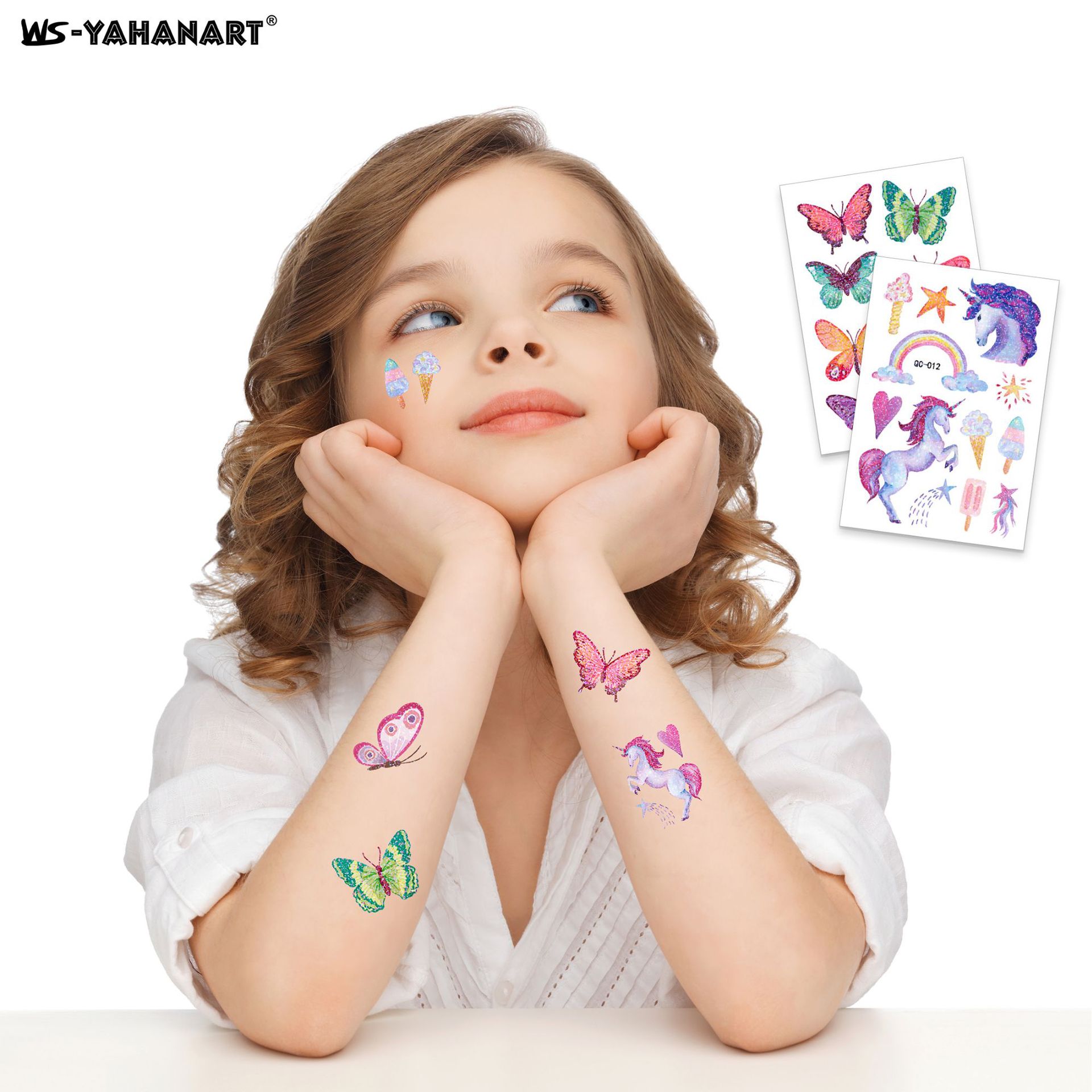 Cross Border Hot Sale Children Cartoon Glitter Tattoo Sticker Girl Princess Mermaid Unicorn Waterproof Tattoo Sticker