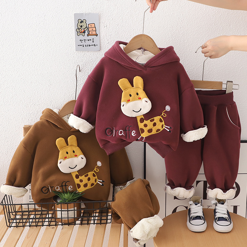 A generation of baby cartoon cute hooded padded vests children's clothing boys and girls autumn and winter new long sleeve suit