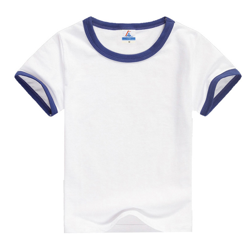 200g32 Lycra cotton edge color round neck short sleeve T-shirt children's not hooded cute spot solid color warm clothes