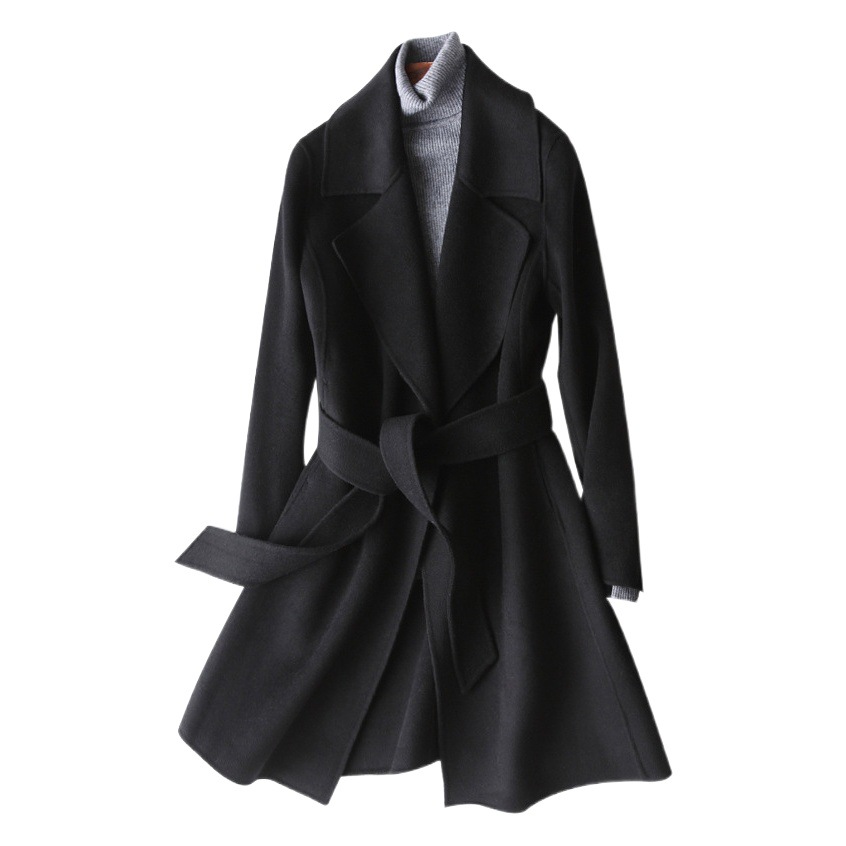 Small 2025 Spring, Autumn and Winter New Double-Sided Woolen Cashmere Outwear for Women Mid-Length Small Fragrant Woolen Outwear