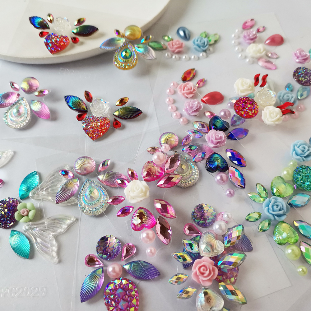 New flash eyebrow Diamond stickers three-dimensional acrylic face stickers cute car phone case accessories decorations tattoo stickers