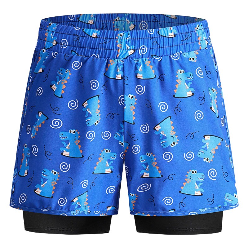 Children's Swim Trunks Boys' Professional Quick-drying Breathable Double-layer Swim Trunks for Large Children's Swimsuit Boys' Embarrassment-proof Flat-angle Swim Trunks