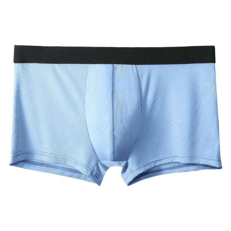 Men's Underwear Men's Striped Simple Ice Silk Boxers Summer Breathable Sports Boxer Shorts Mid-Waist Trendy Shorts