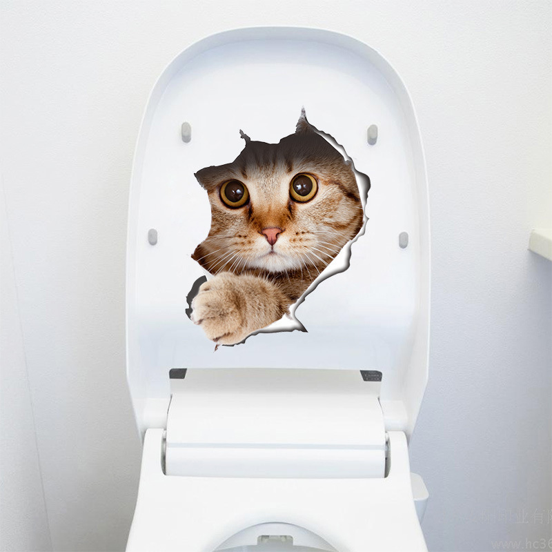 Picture of Cross-border New Creative 14109 Kitten 14110 Puppy Wall Decorative Wall Stickers Toilet Toilet Stickers