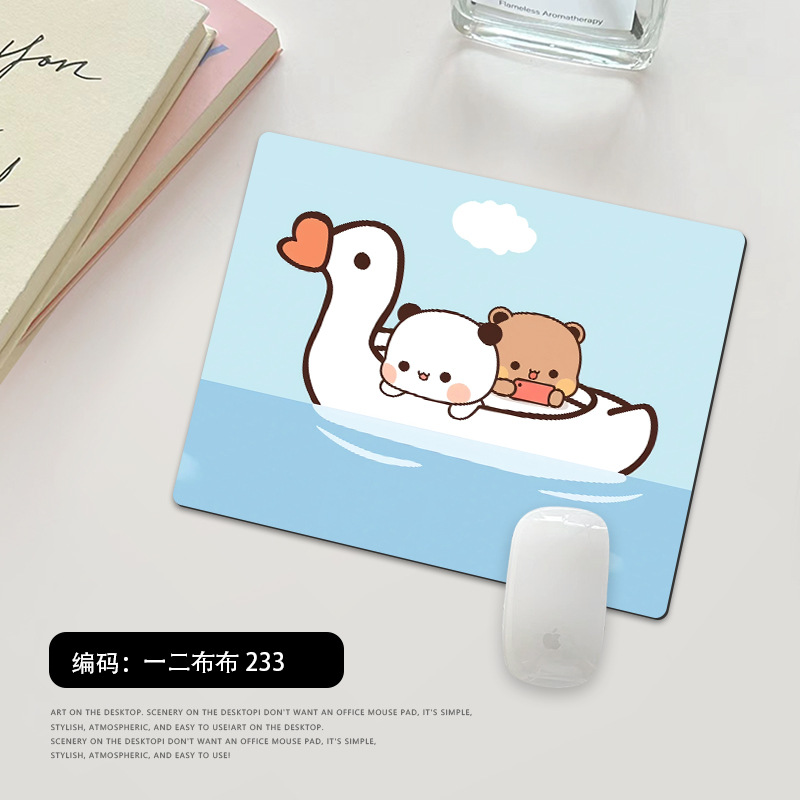 Picture of One or two cloth small size mouse pad office computer keyboard pad cartoon cute panda thick lock edge wrist pad