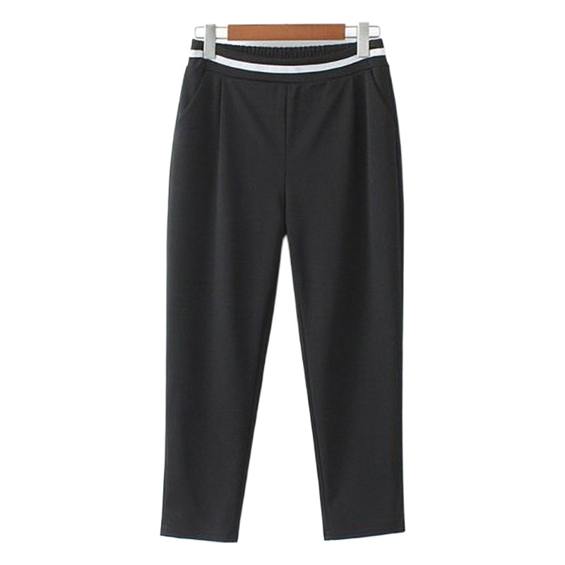 Pants Women's Summer Cropped Elastic Waist Straight Casual Pants Stretch Leg Slimming Loose Middle-aged and Elderly Mother Pants