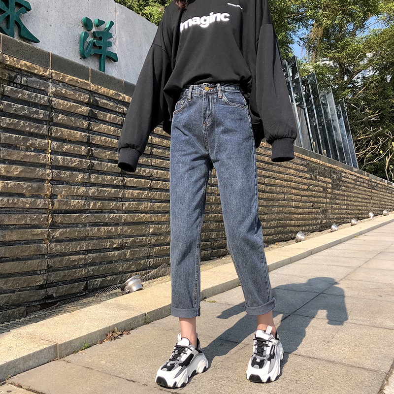 Picture of High waist jeans women's loose harem pants 2022autumn and winter casual straight slimming cropped radish daddy pants
