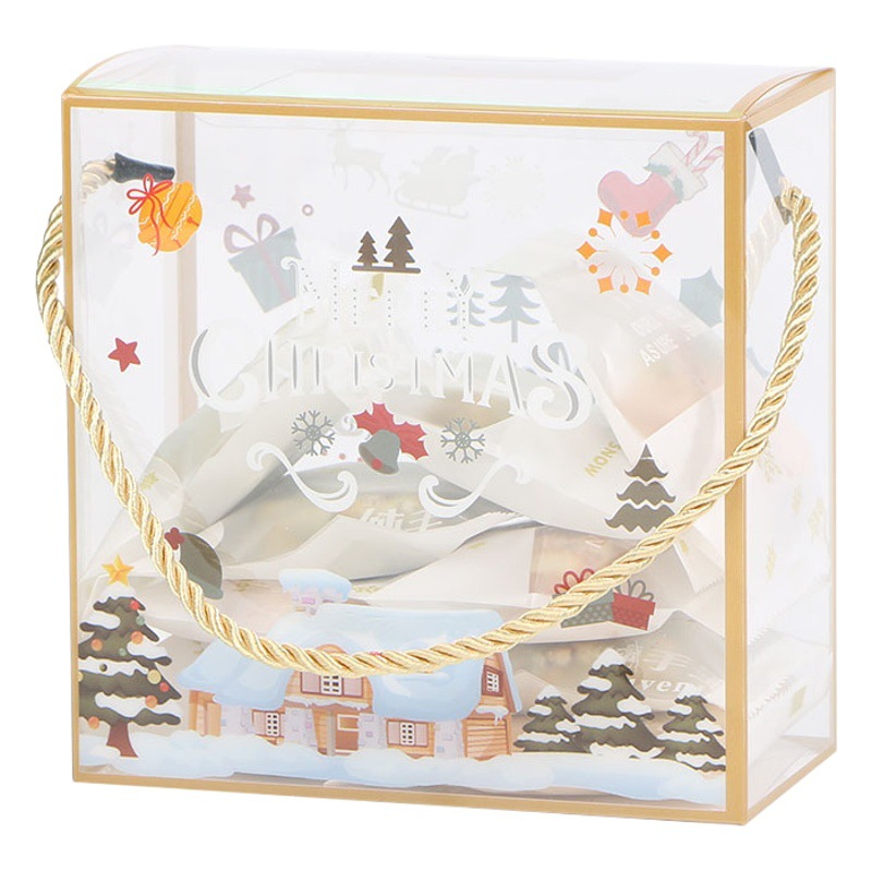 Portable PET Transparent Christmas Packaging Box Snowflake Crisp Dry Candy Toffee Box Baking West Point Gift Box