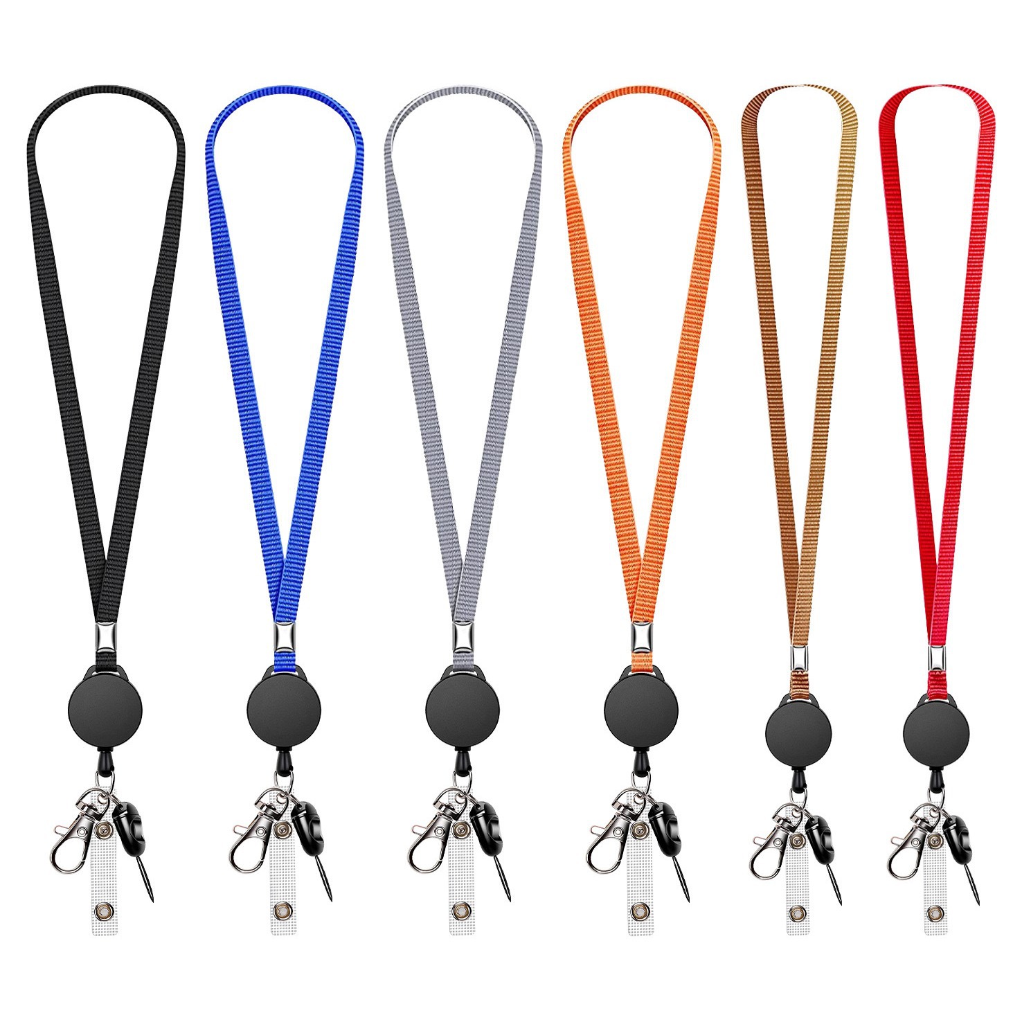 Colorful Lanyard Retractable Easy Pull Buckle with Rotating Metal Lobster Buckle Shoulder Strap Polyester Lanyard Keychain