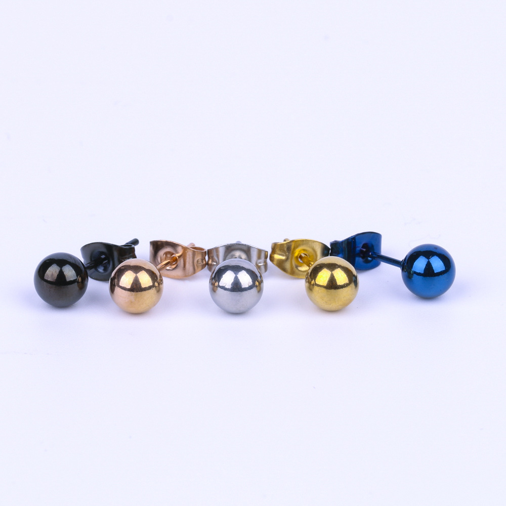 Picture of Factory direct stainless steel titanium steel ball steel ball fine needle earrings steel ball Beanbean earrings earrings round ball earrings