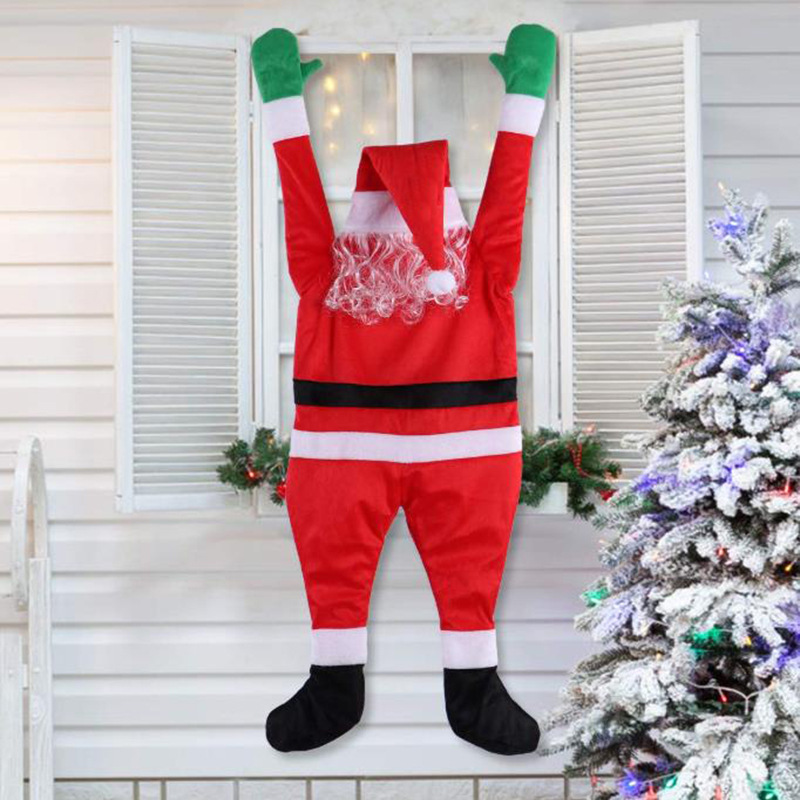 Cross Border Flannel Santa Claus Climbing Wall Decoration Holiday Hanging Gifts Christmas Funny Wall Window Pendant