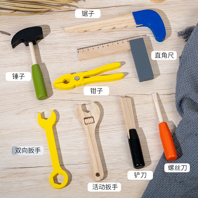 Picture of Wooden children's portable simulation multifunctional toolbox suit nut disassembly combination play house toys wholesale