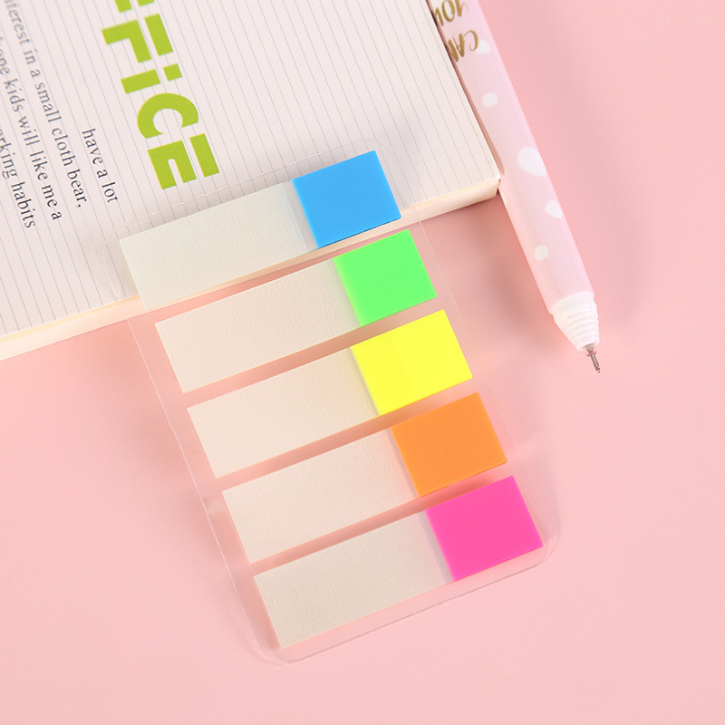 Picture of Fluorescent PET waterproof note sticker student pagination color transparent sticky note Arrow label indicator index sticker