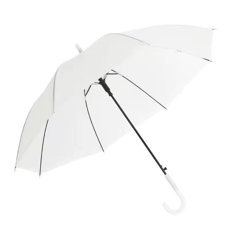 Picture of Transparent Umbrella Men and Women Internet Celebrity ins Cute Semi-automatic Straight Handle Photography Small Fresh Sunshade Sunny Umbrella Frosted Umbrella