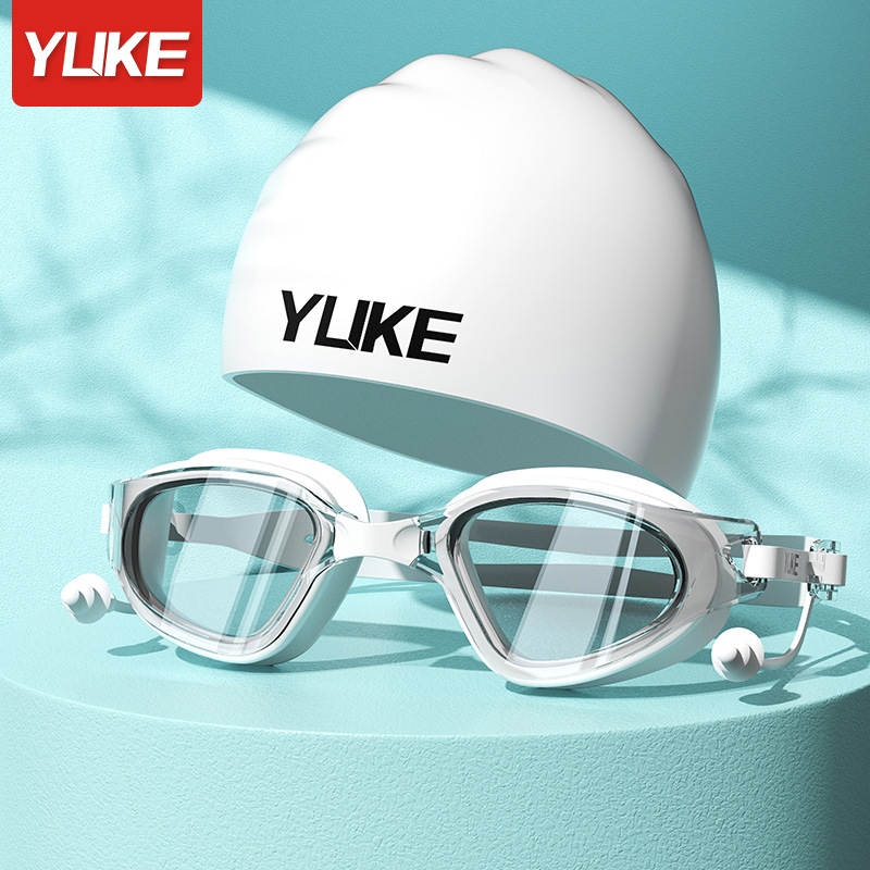 Picture of Swimming goggles HD anti-fog waterproof large frame swimming glasses men's and women's swimming cap swimming goggles suit diving swimming special equipment