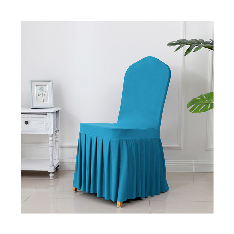 Picture of Chair Cover Thickened Stretch Pleated Skirt Dining Chair Cover Hotel Wedding Banquet Event Stool Cover Hotel Cloth