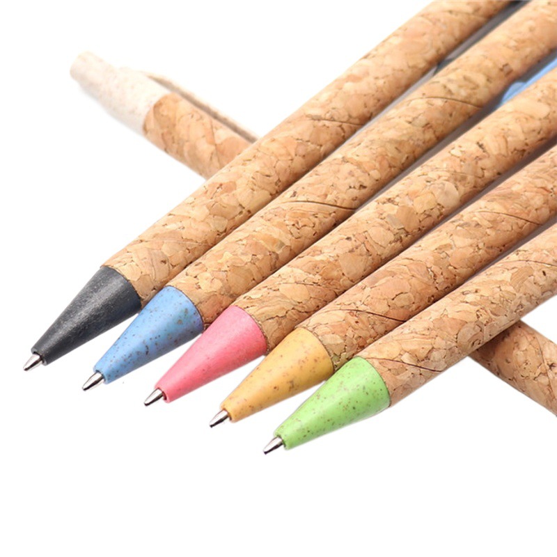 New in stock environmental protection cork tube ballpoint pen paper tube environmental protection pen printing advertising logo wheat straw material pen