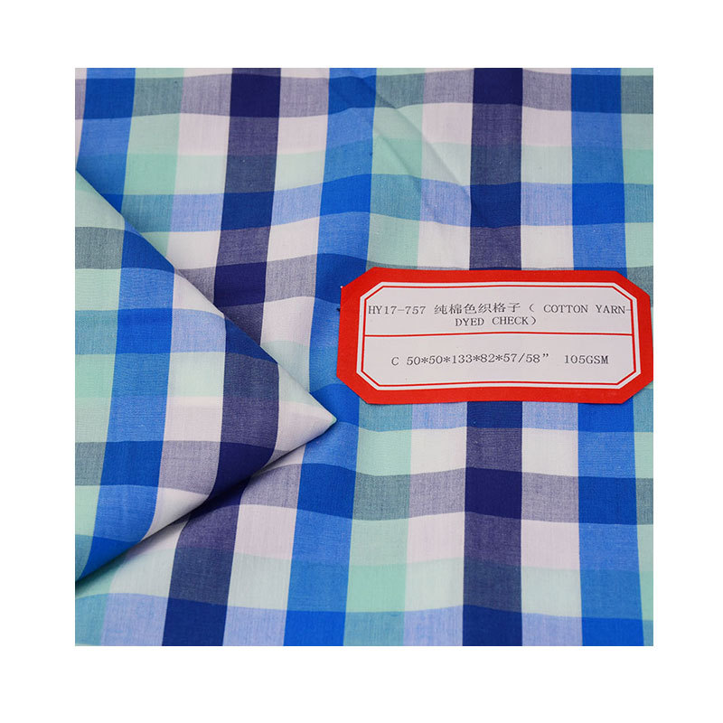 Cotton Yarn-Dyed Fabric Plaid Blouse Fabric 40s Cotton Women's Skirt Summer Dress Shirt Fabric