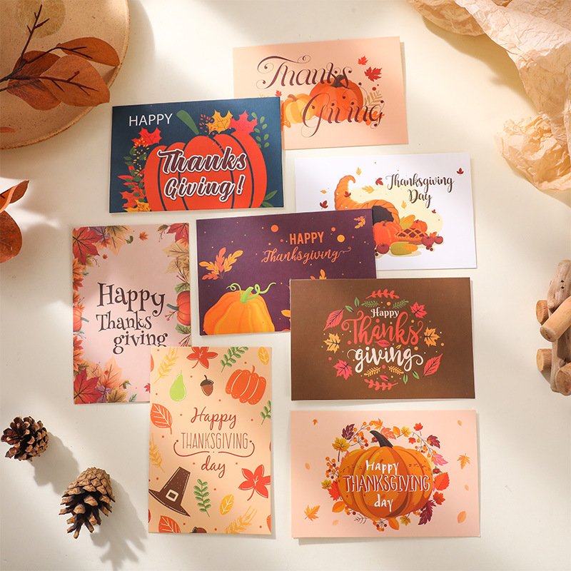 Picture of 8 sets of Amazon Thanksgiving cards Christmas suit cards Creative blessing cards with envelopes