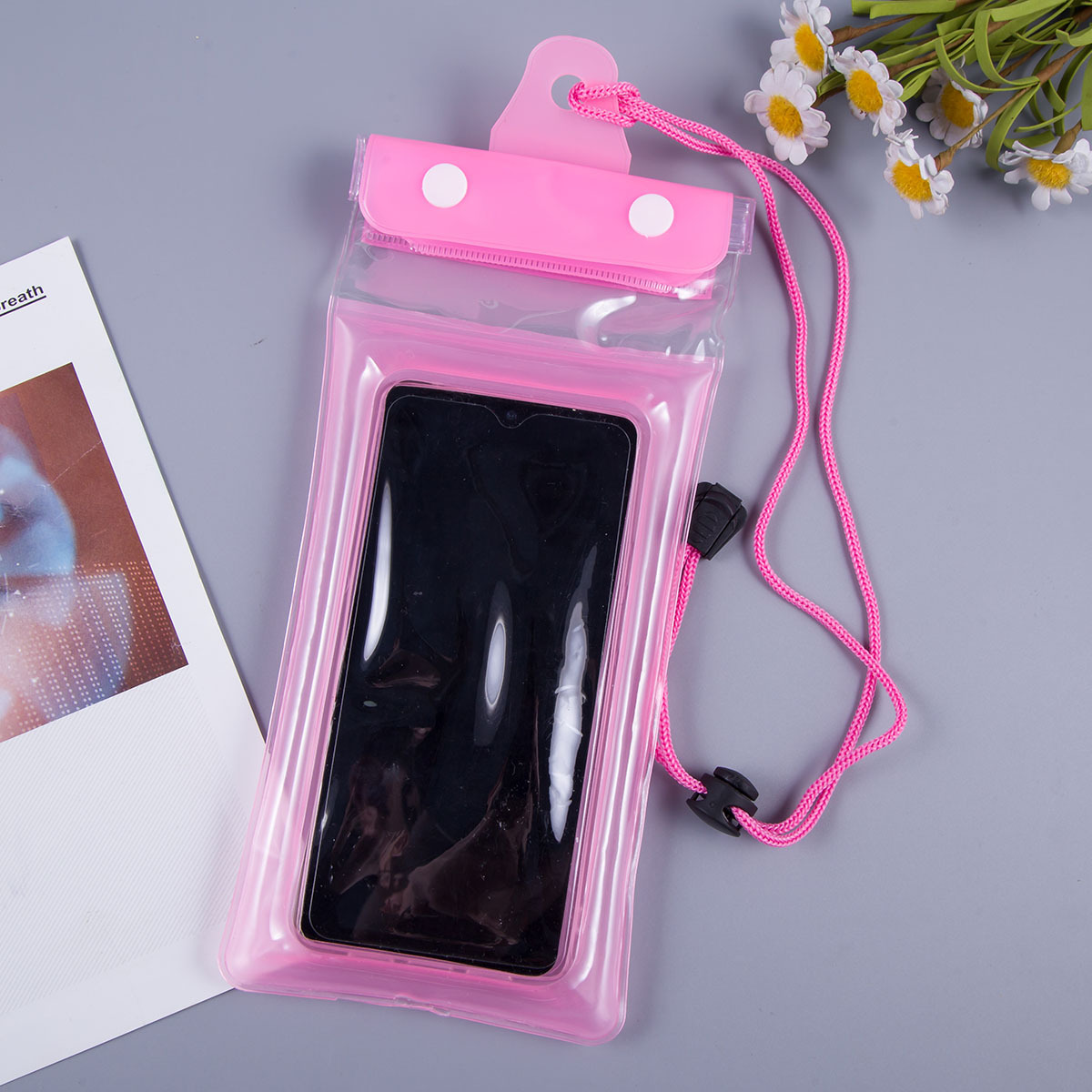 Picture of Three-fold mobile phone waterproof bag airbag bag Velcro touch screen swimming hot spring sealing strip waterproof neck wholesale