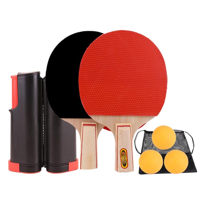 Cross-border free retractable table tennis net rack suit table tennis racket suit portable retractable net rack 3 table tennis balls