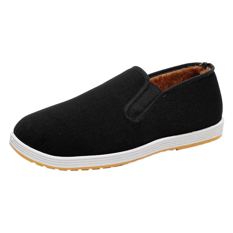 Factory wholesale winter warm beef sole men's casual shoes fleece-lined set foot middle-aged father men's cotton shoes