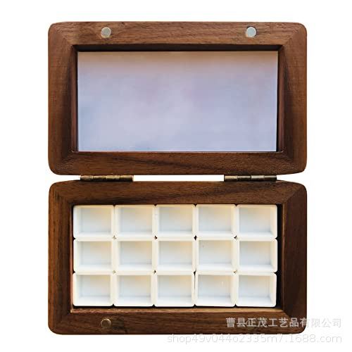 Picture of Children's Handmade ins Wind Magnetic Cover Black Walnut 15G Watercolor Pigment Wooden Box Portable Handicraft Paint Box