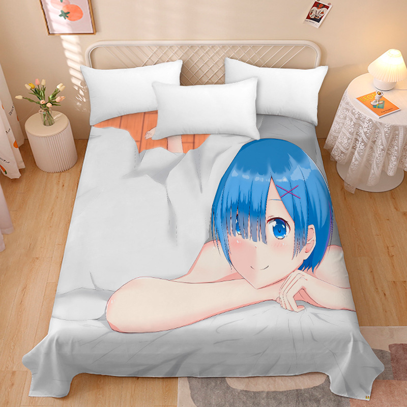 Picture of Anime Two-Dimensional Anime Rem Picture Gentleman 3D Beauty Bed Bed Sheets Single Piece Student Dormitory 1.9m