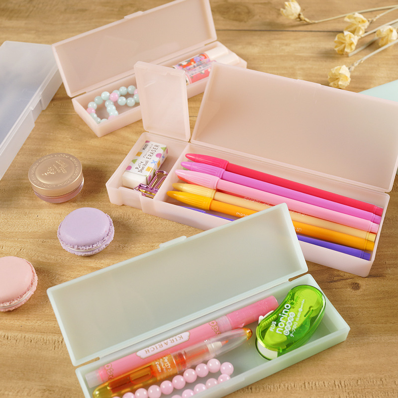 Picture of Japanese Simple Frosted Stationery Box, Unprinted Small Fresh Style Pen Box, Grinding Tool, Processing, Printable Logo