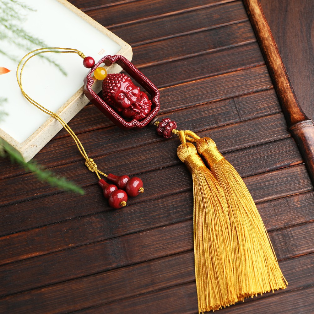 Fidelity Cinnabar Purple Gold Sand Baby Buddha Rotation Car Hanging Rearview Mirror Bag Lanyard Pendant Pendant Safe
