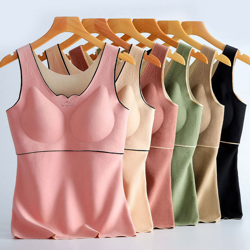 Picture of Autumn and winter New Hot warm vest seamless V-neck flower lace one-piece fixed Cup slim base underwear