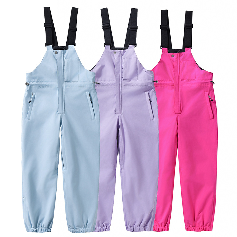 Children's Ski Pants Boys' Girls' Snowboard Double-board Ski Strappy Pants Winter Snow Village Warm Thickened Snow-proof Pants