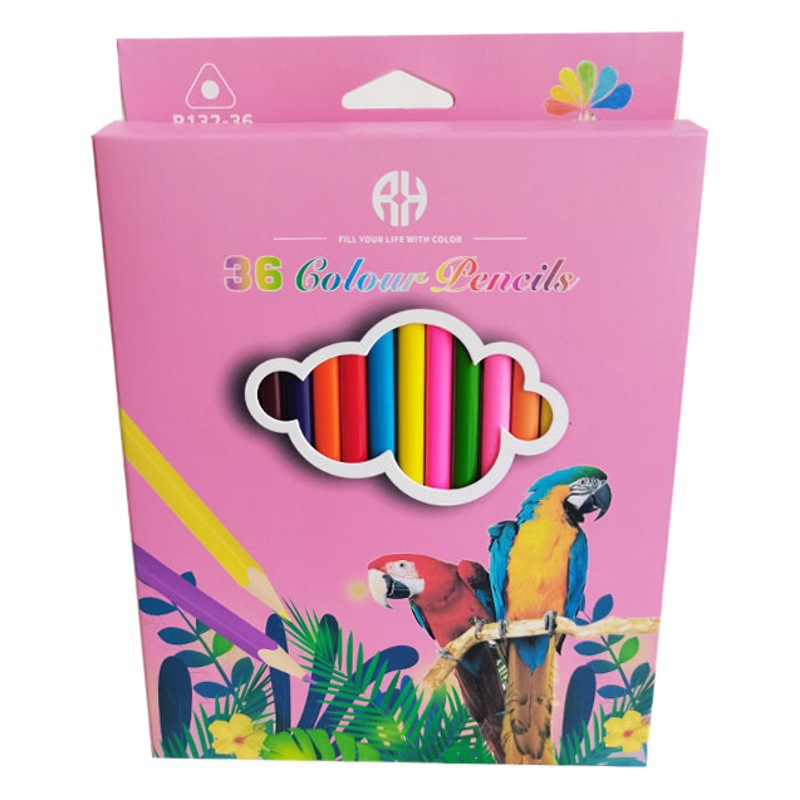 12 color 24 color 36 color triangle color pencil for primary school students painting oil color pencil paper box suit brush