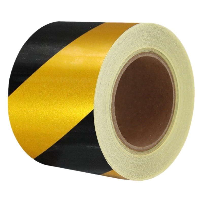 Floor engineering traffic warning line PET car stickers advertising warning tape black and yellow twill reflective tape