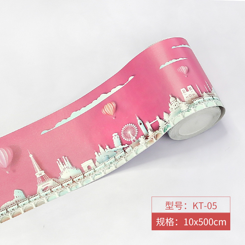 Picture of Bathroom Waistline Stickers Self-Adhesive Waterproof Living Room Bedroom Kitchen Skirting Tile Stickers Pvc Wallpaper Decorative Wall Stickers