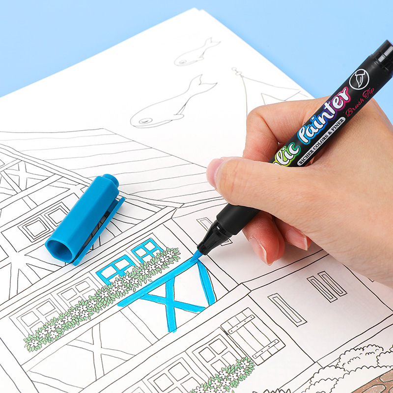Picture of Guangna 7100 Acrylic Marker 60/100 Color Soft Hair Color Album DIY Painting Hand-painted Graffiti Marker