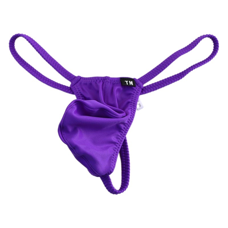 New silky men's big bag thong T underwear men's fashion sexy breathable U convex low waist elephant nose underwear