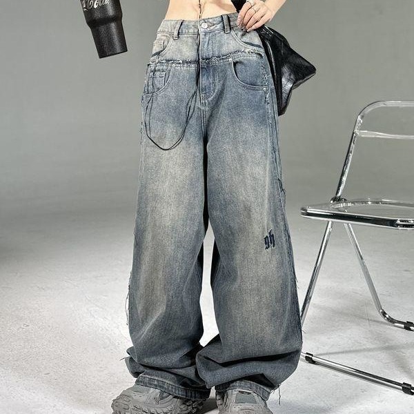 Picture of 2023 Jeans Men's Autumn New High Street American Wide Leg Pants Spring and Autumn Ins Fashionable Brand Loose Straight Pants