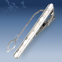 Picture of Metal tie clip men's suit chain 140 simple flower type business atmosphere with drill tie clip