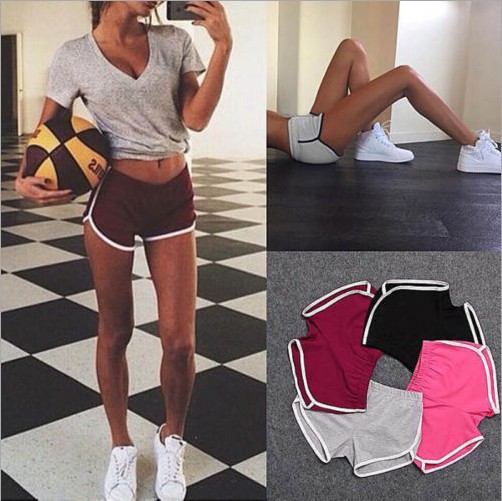 2025 European and American Export Sports Shorts Women's Home Casual Pure Color Fashion Yoga Beach Pants Candy Color Hot Pants
