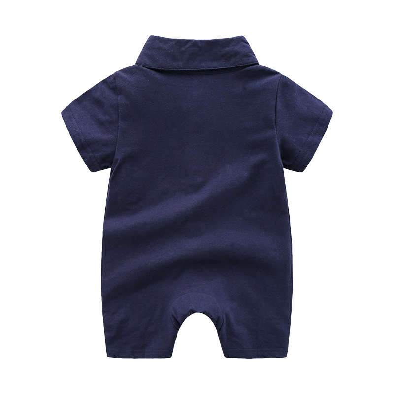 Picture of Fashionable All-match Baby Climbing Clothing Cotton Baby Clothes Knitted Short-sleeved Gentleman's New-born Ha-ha Clothes Summer Closed Full Moon