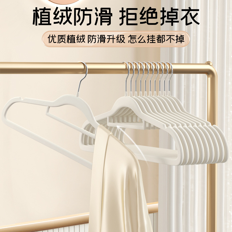 Picture of Factory Flocking Hanger Seamless Anti-slip Clothes Hanging Household Thickened Clothes Pants Hanging Rack Finisher Storage Clothes Brace Wholesale