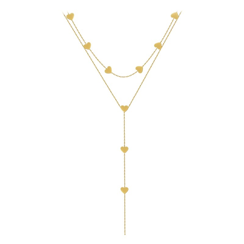 Picture of Double-layer love titanium steel necklace women's all-match high-end non-fading jewelry wholesale clavicle chain niche necklace pendant